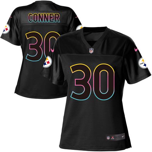 Nike Steelers #30 James Conner Black Women's NFL Fashion Game Jersey